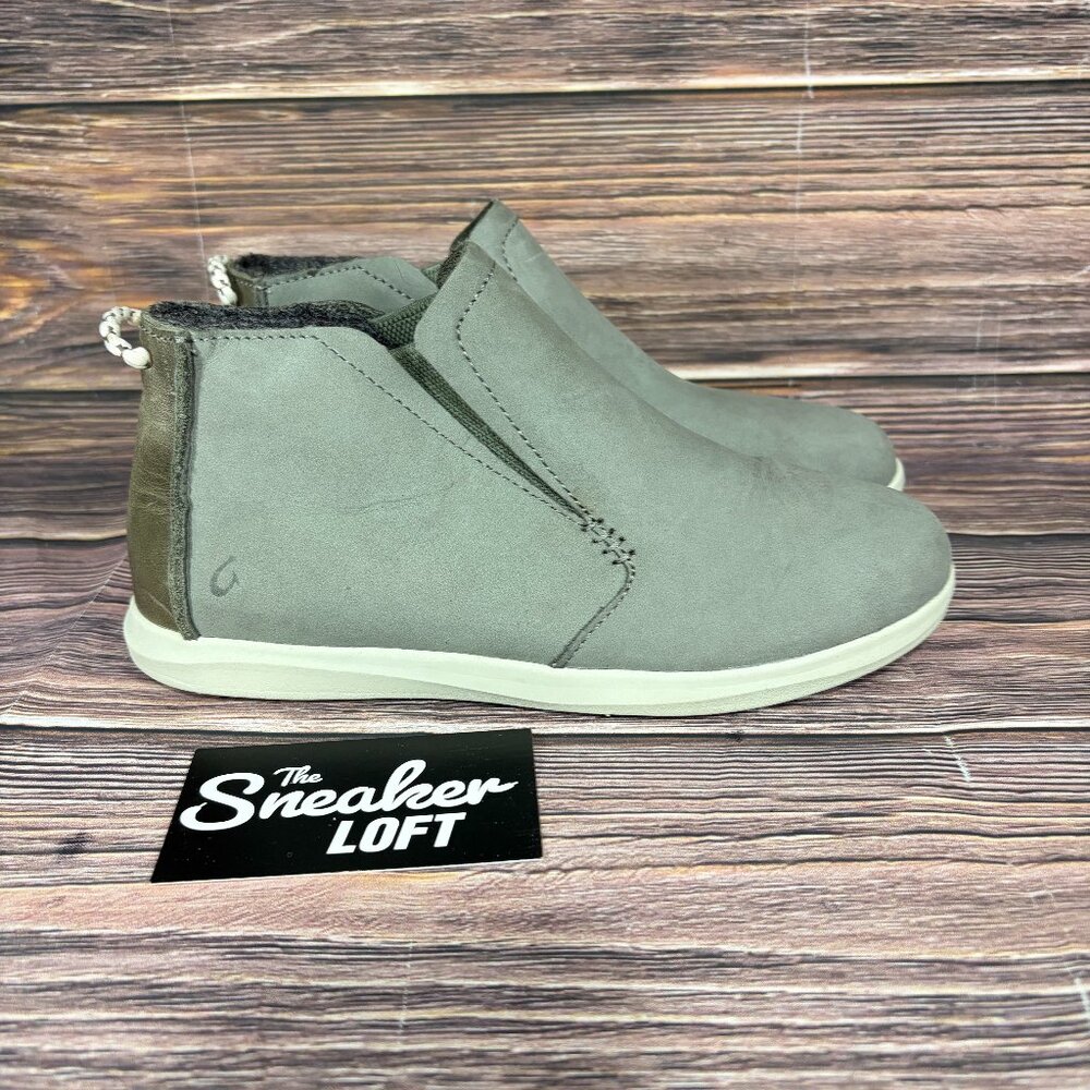 OluKai Hawai'iloa Many Hope‎ Gray Women's Slip On Leather Ankle Boots Size 6
